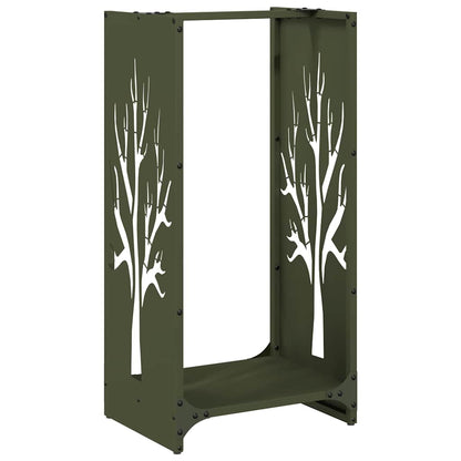Rastrelliera per Legna da Ardere Verde Oliva 40x30x80 cm - homemem39