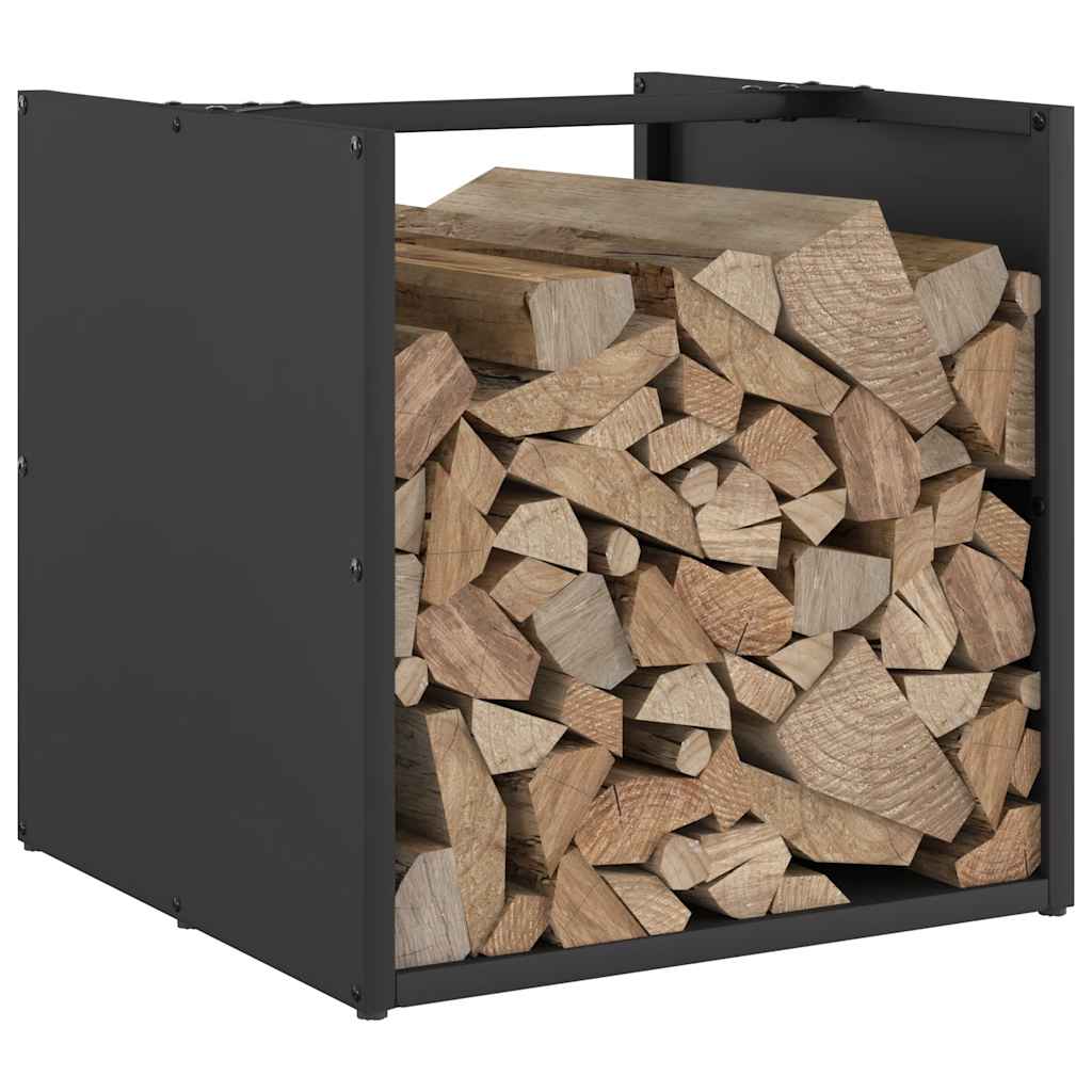 Rastrelliera per Legna da Ardere Nera 40x40x40 cm | homemem39