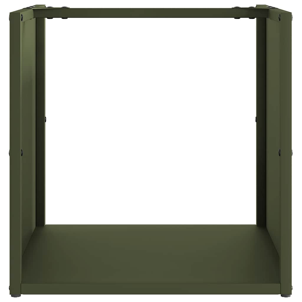 Rastrelliera per Legna da Ardere Verde Oliva 40x40x40 cm - homemem39