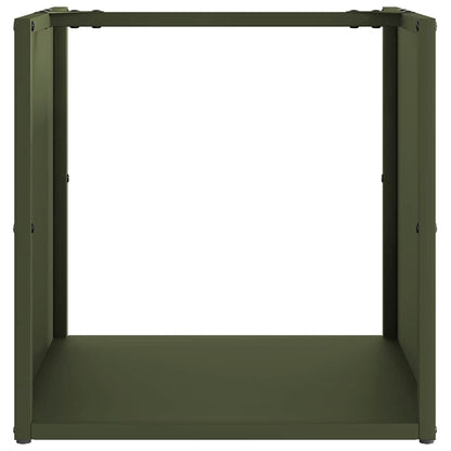 Rastrelliera per Legna da Ardere Verde Oliva 40x40x40 cm - homemem39