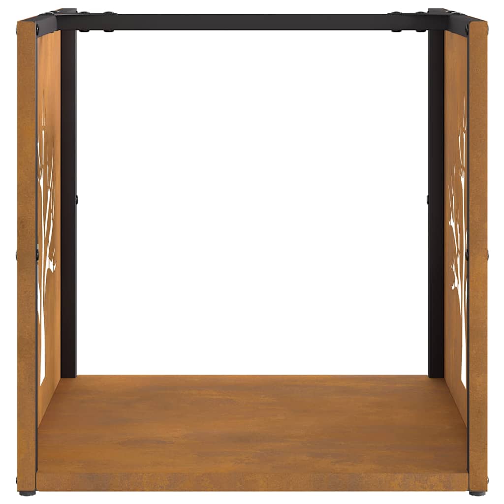 Rastrelliera per Legna da Ardere 40x40x40 cm in Acciaio Corten - homemem39