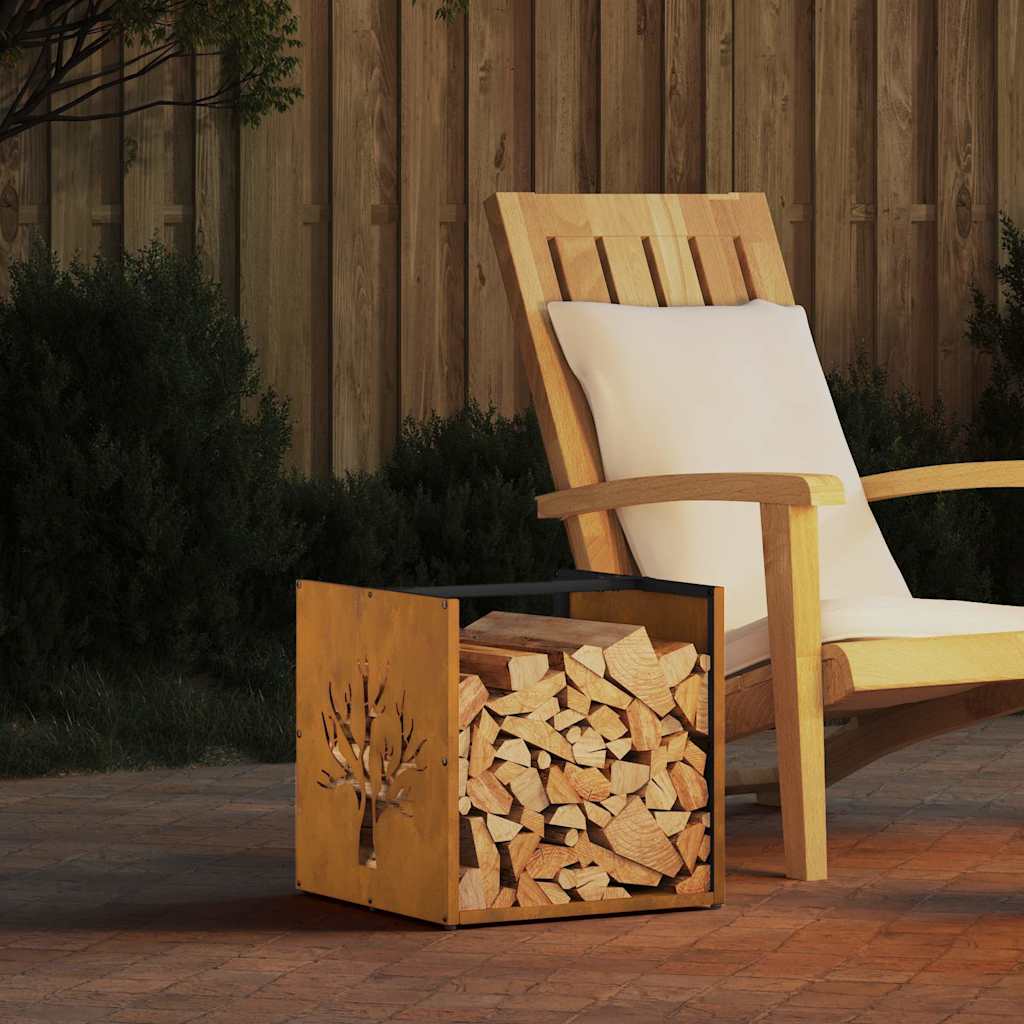 Rastrelliera per Legna da Ardere 40x40x40 cm in Acciaio Corten - homemem39