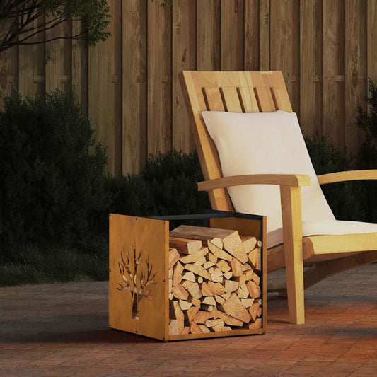 Rastrelliera per Legna da Ardere 40x40x40 cm in Acciaio Corten - homemem39