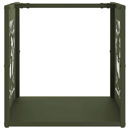 Rastrelliera per Legna da Ardere Verde Oliva 40x40x40 cm