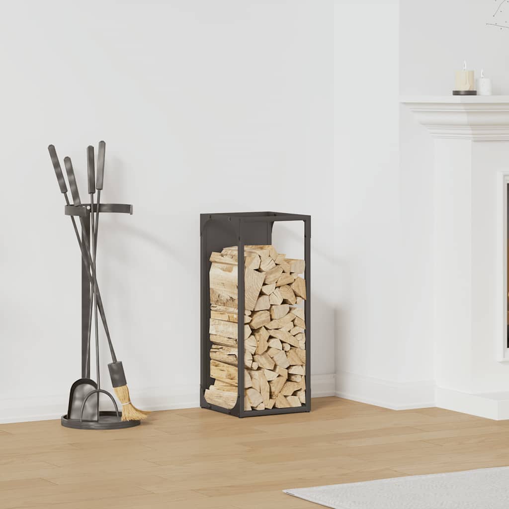 Rastrelliera per Legna da Ardere Nera 25x25x60 cm - homemem39