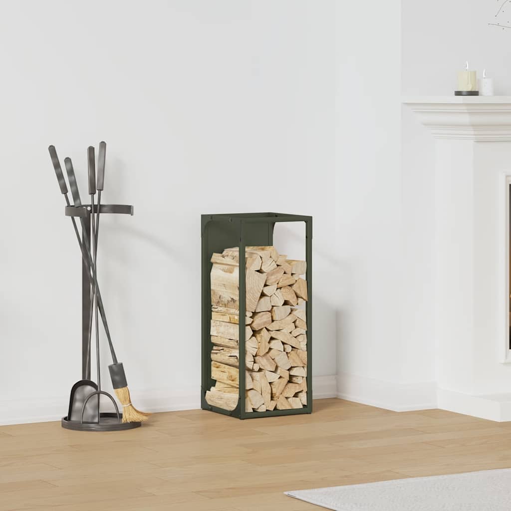 Rastrelliera per Legna da Ardere Verde Oliva 25x25x60 cm - homemem39