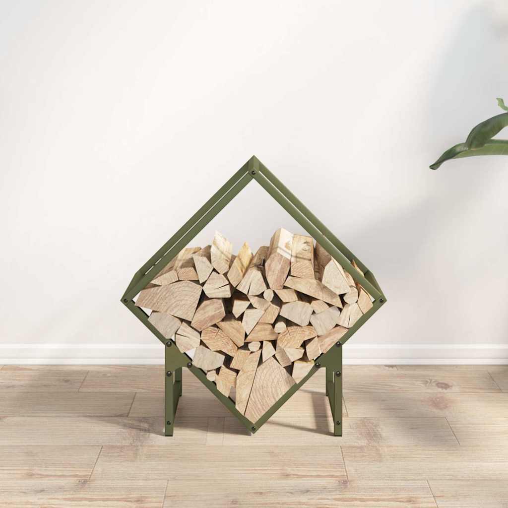 Rastrelliera per Legna da Ardere Verde Oliva 50x25x50 cm - homemem39