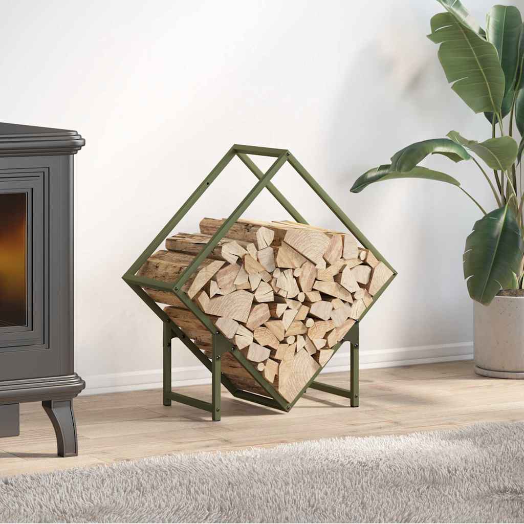 Rastrelliera per Legna da Ardere Verde Oliva 60x25x60 cm - homemem39