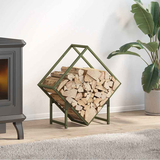 Rastrelliera per Legna da Ardere Verde Oliva 60x25x60 cm - homemem39