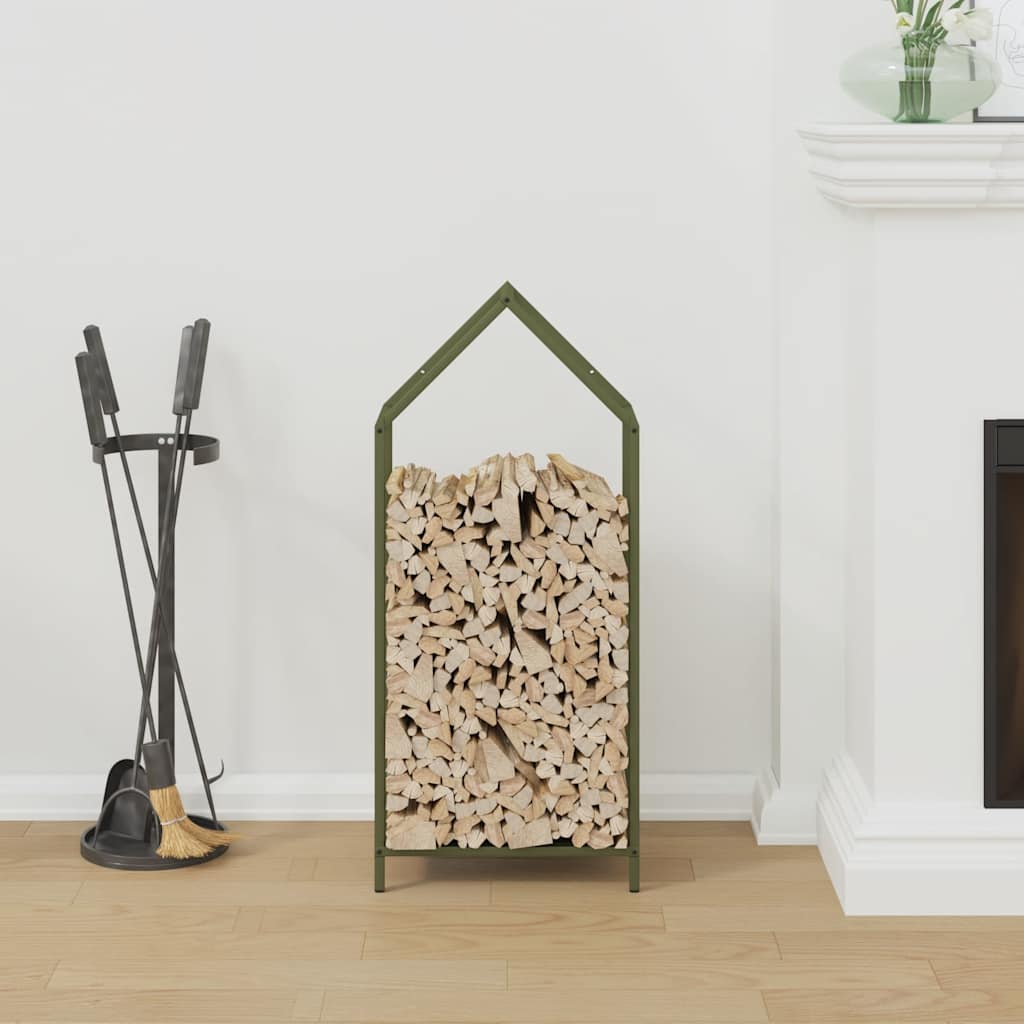 Rastrelliera per Legna da Ardere Verde Oliva 40x25x90 cm - homemem39