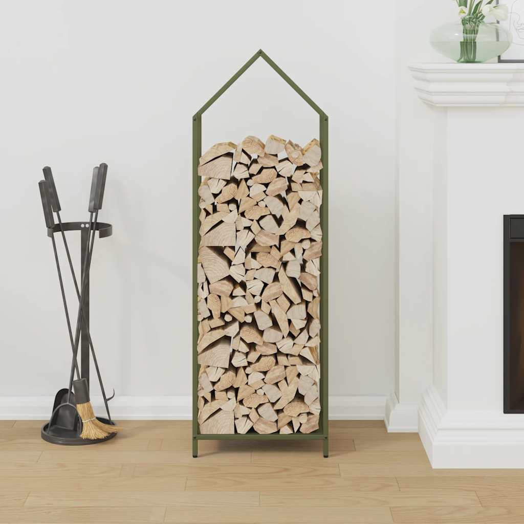 Rastrelliera per Legna da Ardere Verde Oliva 40x25x120 cm - homemem39