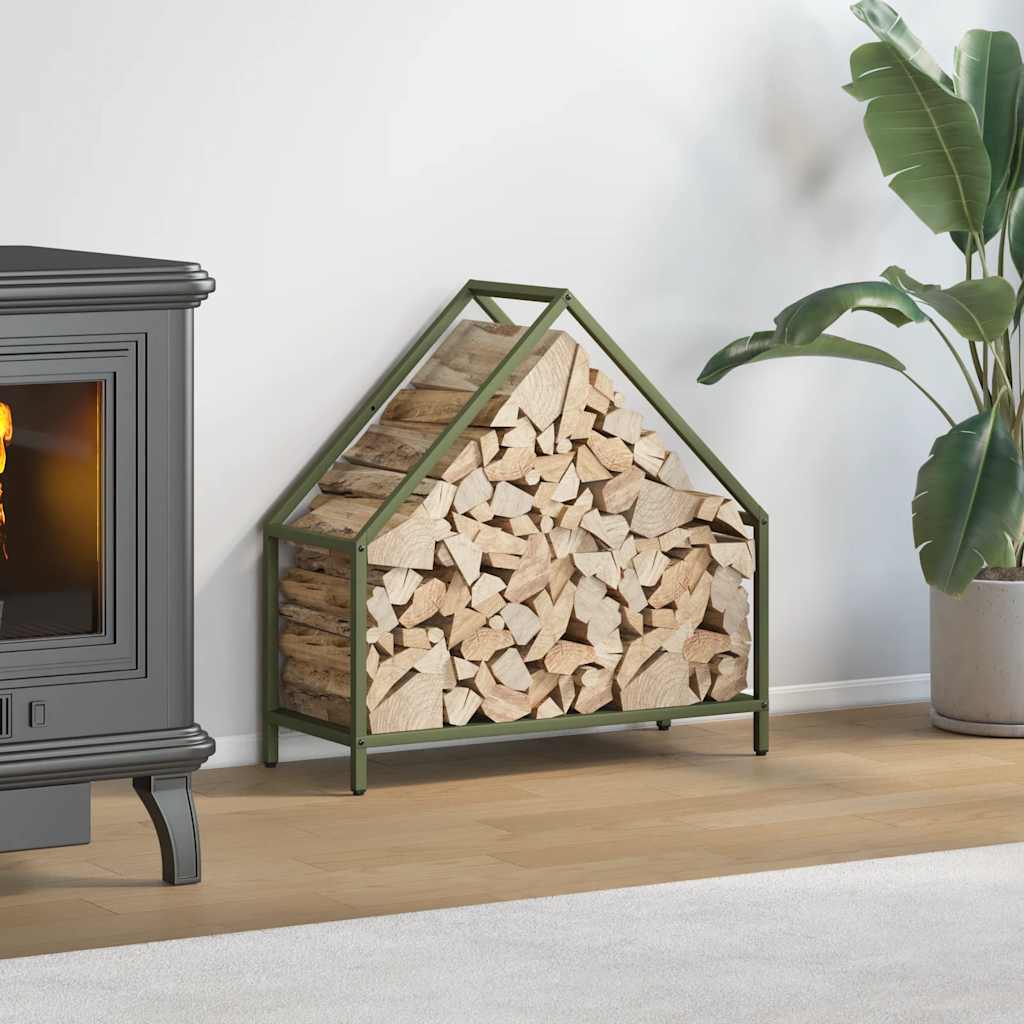 Rastrelliera per Legna da Ardere Verde Oliva 60x25x60 cm - homemem39