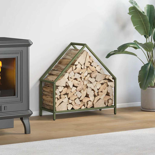 Rastrelliera per Legna da Ardere Verde Oliva 60x25x60 cm - homemem39