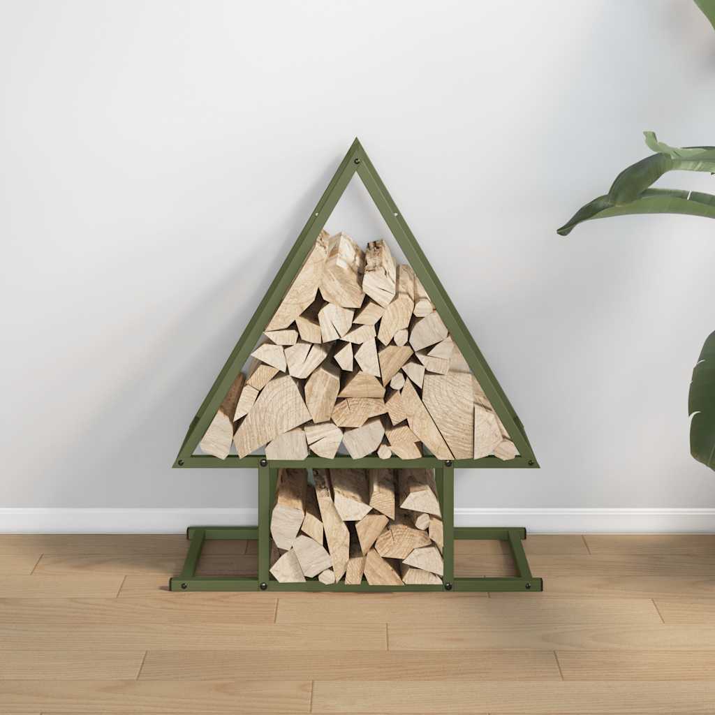 Rastrelliera per Legna da Ardere Verde Oliva 50x25x60 cm - homemem39