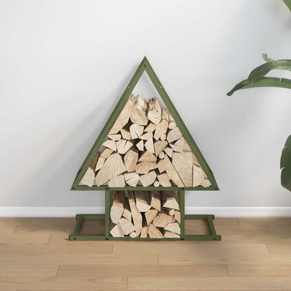 Rastrelliera per Legna da Ardere Verde Oliva 50x25x60 cm - homemem39