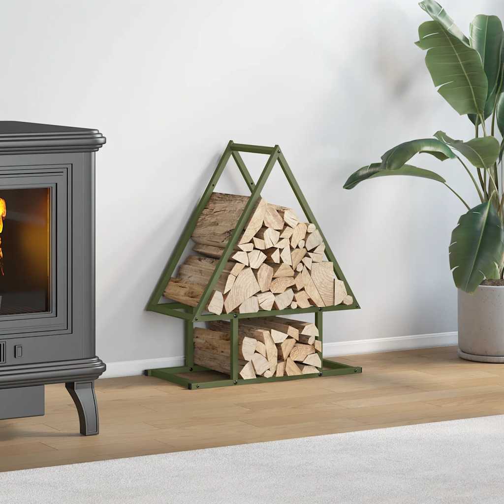 Rastrelliera per Legna da Ardere Verde Oliva 50x25x60 cm - homemem39