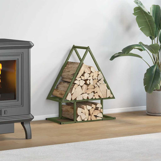 Rastrelliera per Legna da Ardere Verde Oliva 50x25x60 cm - homemem39