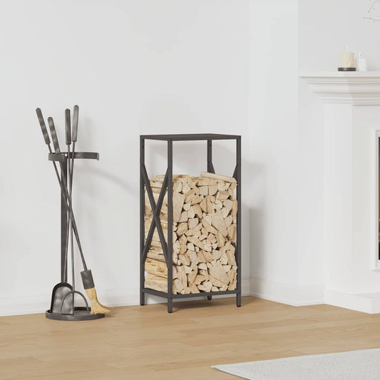 Rastrelliera per Legna da Ardere Nera 34x25x70 cm | homemem39