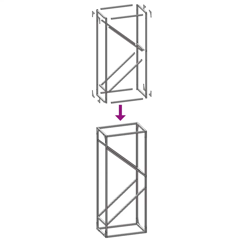 Rastrelliera per Legna da Ardere Antracite 40x25x100 cm - homemem39
