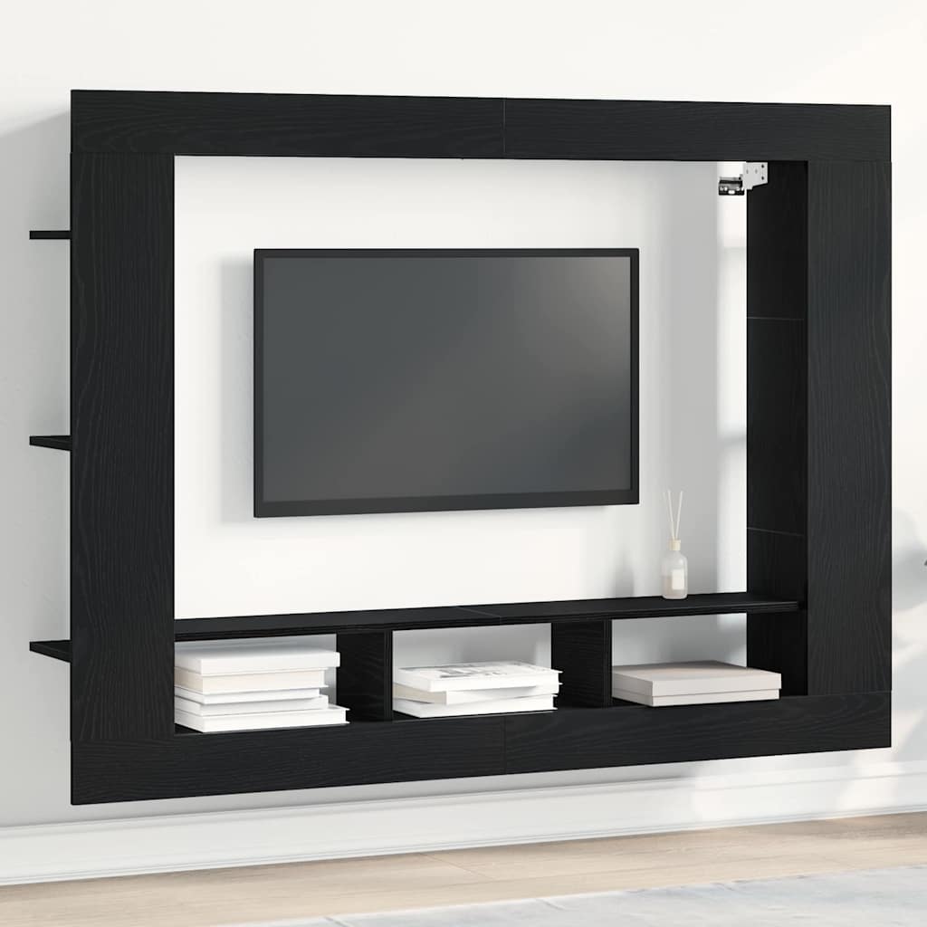Mobile TV Rovere nero 152 x 22 x 113 cm Legno multistrato
