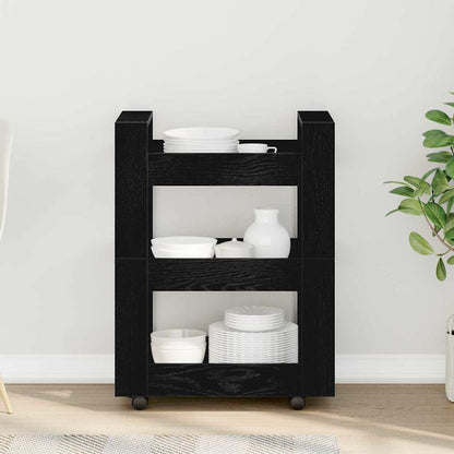 Carrello da Cucina Rovere Nero 60 x 45 x 80 cm