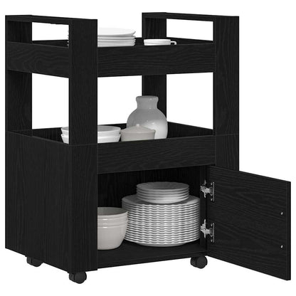 Carrello da Cucina Rovere nero 60 x 45 x 80 cm
