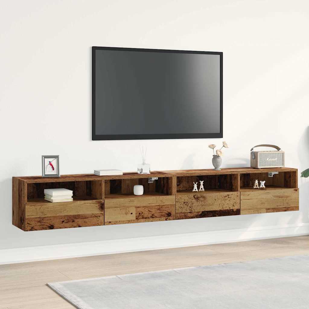 Mobile TV da parete 2 pcs Legno vecchio 100 x 30 x 30 cm