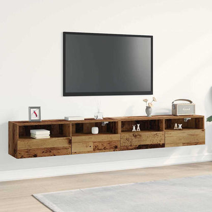 Mobile TV da parete 2 pcs Legno vecchio 100 x 30 x 30 cm