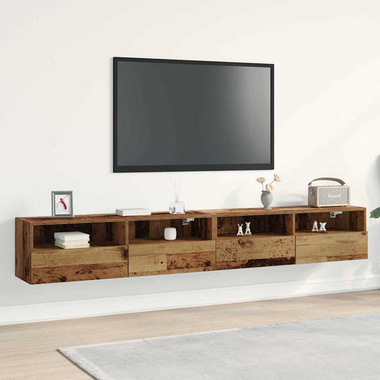 Mobile TV da parete 2 pcs Legno vecchio 100 x 30 x 30 cm