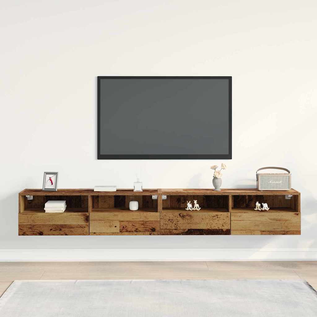 Mobile TV da parete 2 pcs Legno vecchio 100 x 30 x 30 cm