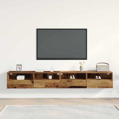 Mobile TV da parete 2 pcs Legno vecchio 100 x 30 x 30 cm