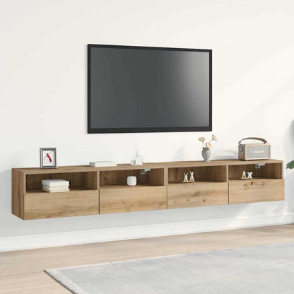Mobile TV da parete 2 pcs rovere artigianale 100 x 30 x 30 cm