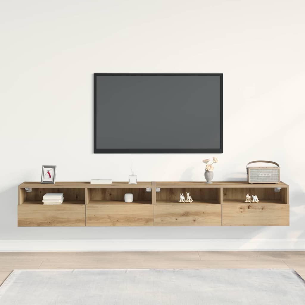 Mobile TV da parete 2 pcs rovere artigianale 100 x 30 x 30 cm