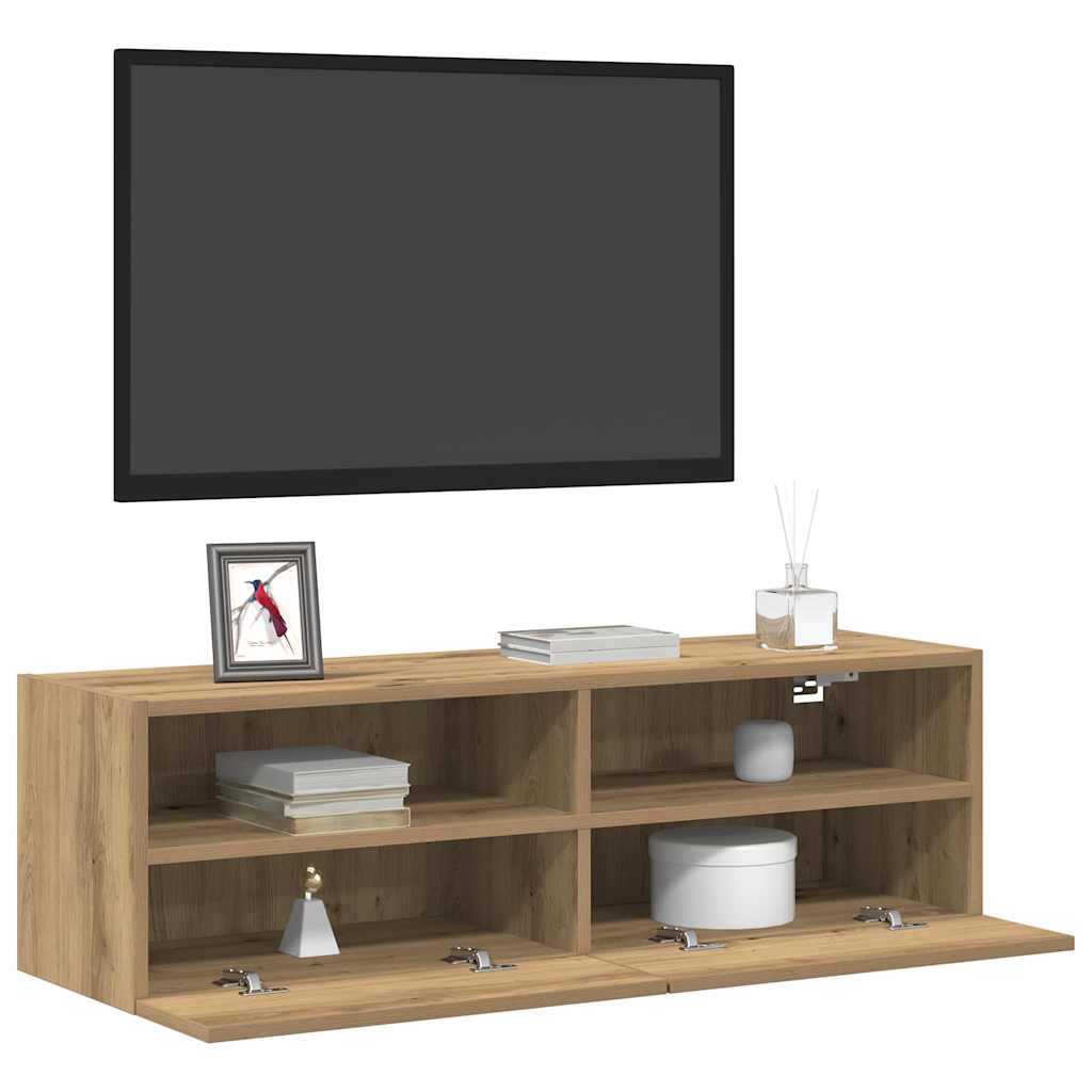 Mobile TV da parete 2 pcs rovere artigianale 100 x 30 x 30 cm