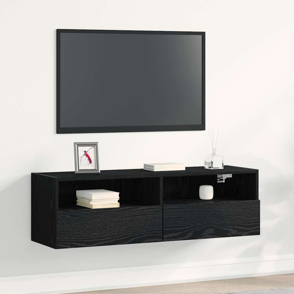 Mobile TV da parete Rovere Nero 100 x 30 x 30 cm