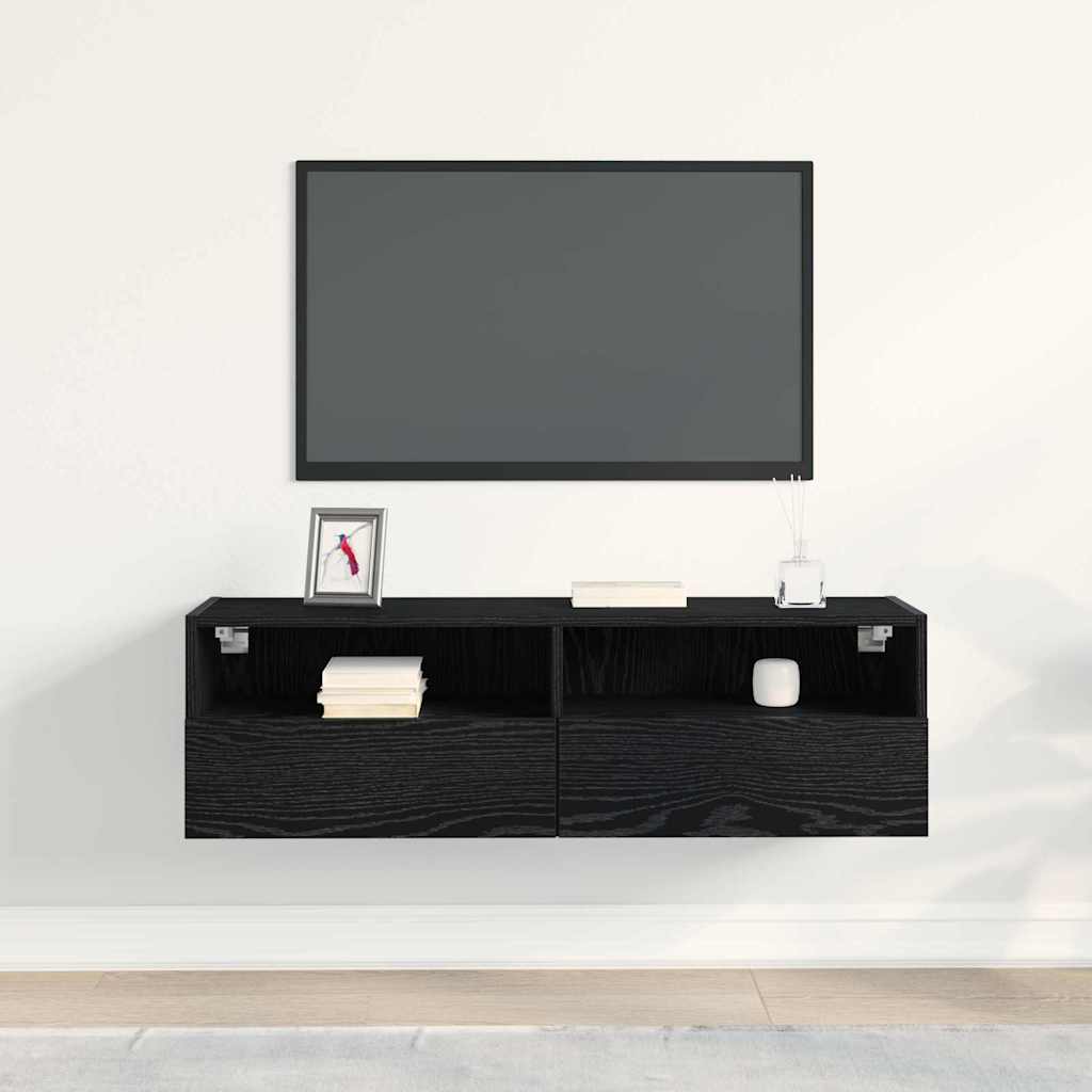 Mobile TV da parete Rovere Nero 100 x 30 x 30 cm