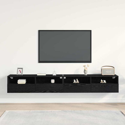 Mobile TV da parete 2 pcs Rovere nero 100 x 30 x 30 cm