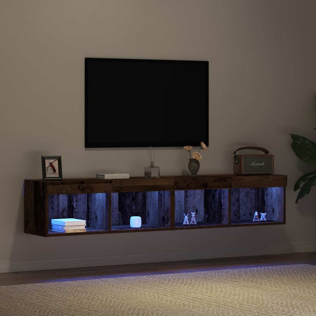 Set mobile TV con led 2 pcs Legno vecchio 80 x 30 x 30 cm