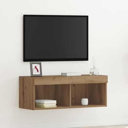 Set mobile TV con led rovere artigianale 80 x 30 x 30 cm