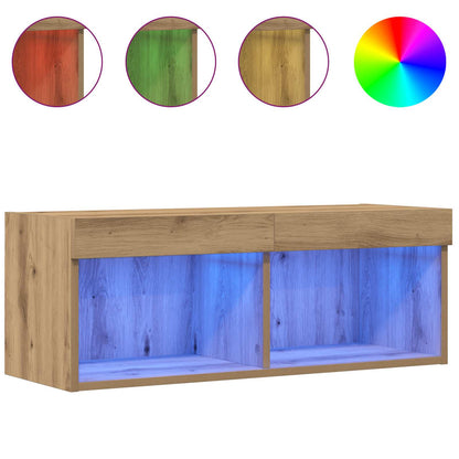 Set mobile TV con led rovere artigianale 80 x 30 x 30 cm | homemem39