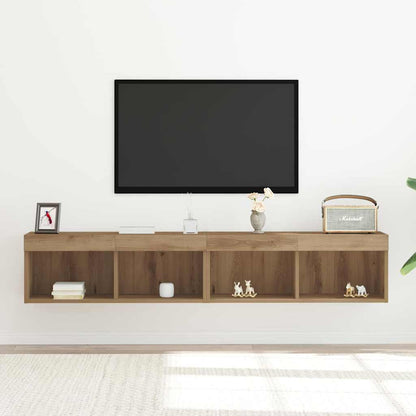 Set mobile TV con led 2 pcs Rovere artigianale 80 x 30 x 30 cm