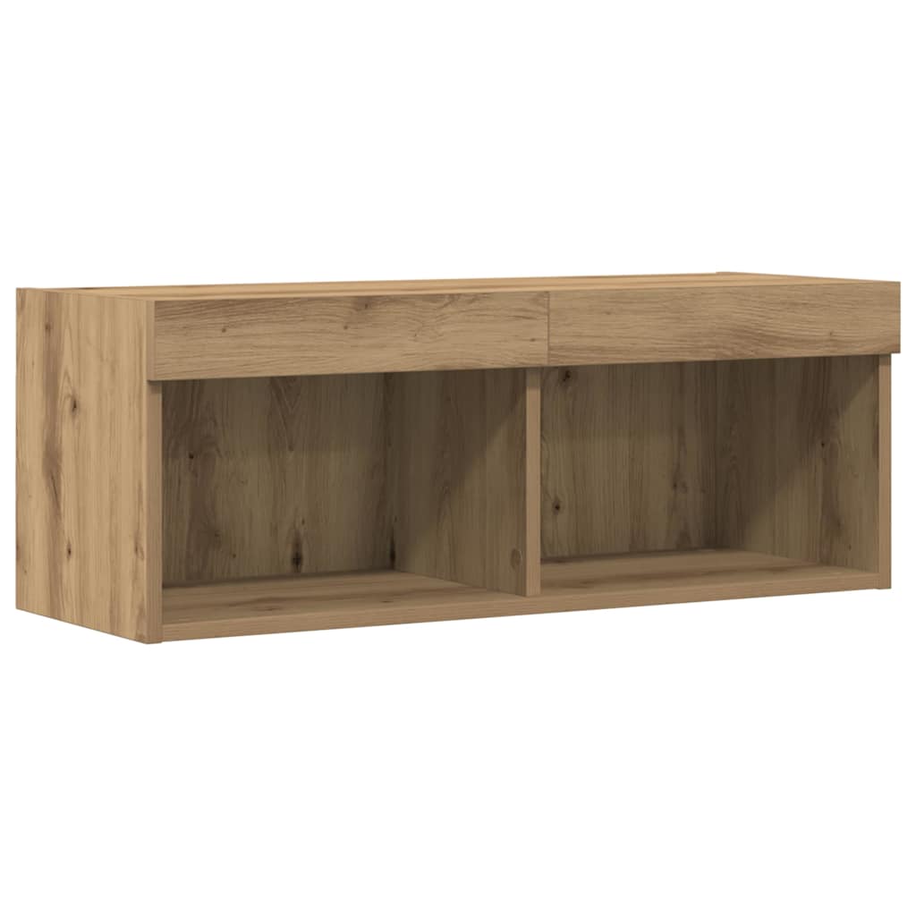 Set mobile TV con led 2 pcs Rovere artigianale 80 x 30 x 30 cm