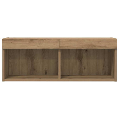 Set mobile TV con led 2 pcs Rovere artigianale 80 x 30 x 30 cm