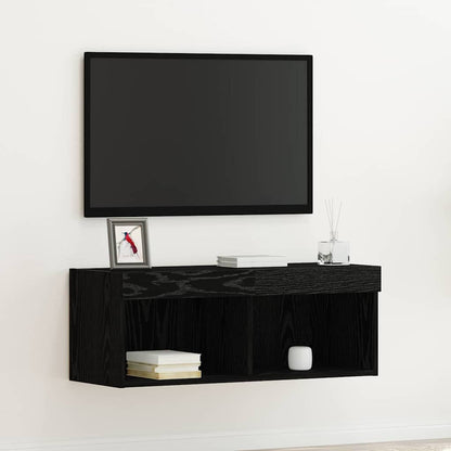 Set mobile TV Rovere Nero 80 x 30 x 30 cm Legno multistrato