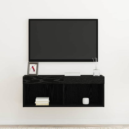 Set mobile TV Rovere Nero 80 x 30 x 30 cm Legno multistrato