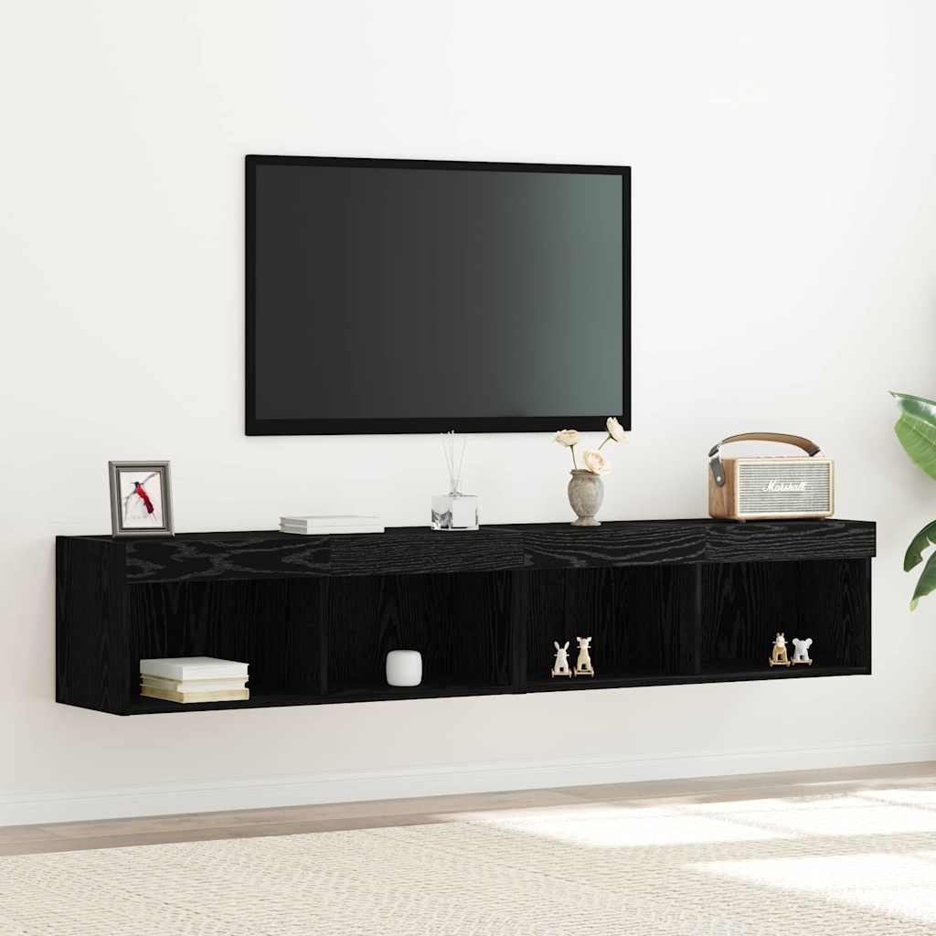 Set mobile TV con led 2 pcs Rovere nero 80 x 30 x 30 cm | homemem39