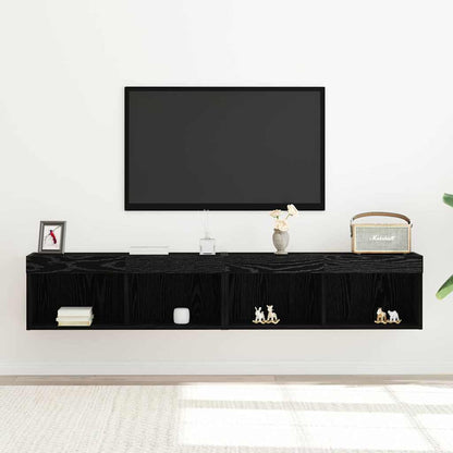 Set mobile TV con led 2 pcs Rovere nero 80 x 30 x 30 cm