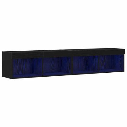 Set mobile TV con led 2 pcs Rovere nero 80 x 30 x 30 cm | homemem39