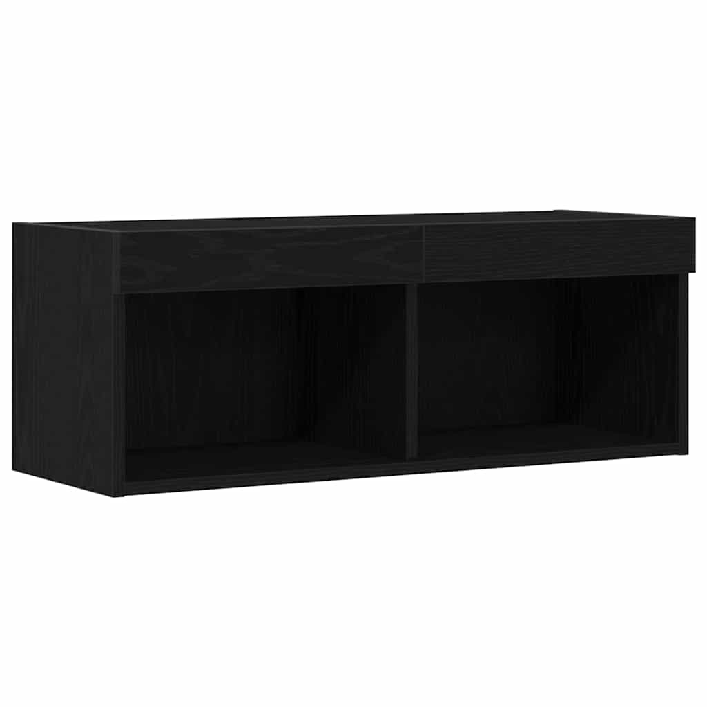 Set mobile TV con led 2 pcs Rovere nero 80 x 30 x 30 cm | homemem39