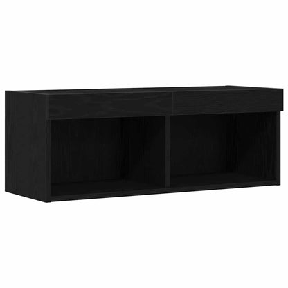 Set mobile TV con led 2 pcs Rovere nero 80 x 30 x 30 cm | homemem39